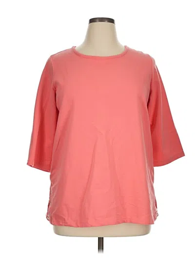 Pre-owned Woman Within 3/4 Sleeve T-shirt In Pink