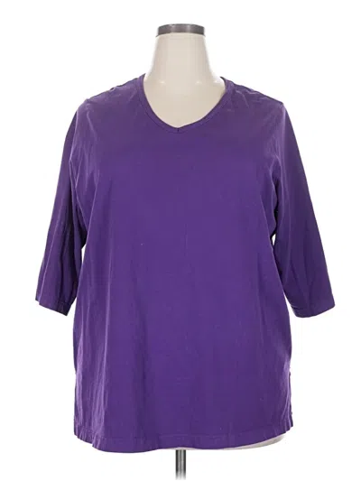 Pre-owned Woman Within 3/4 Sleeve T-shirt In Purple