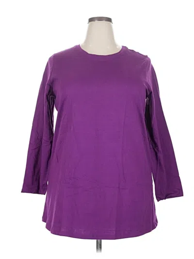 Pre-owned Woman Within 3/4 Sleeve T-shirt In Purple