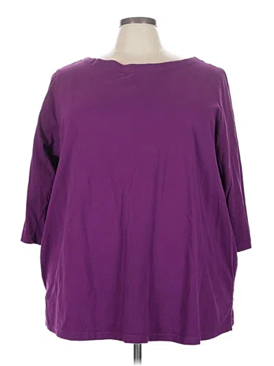 Pre-owned Woman Within 3/4 Sleeve T-shirt In Purple
