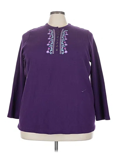 Pre-owned Woman Within 3/4 Sleeve T-shirt In Purple