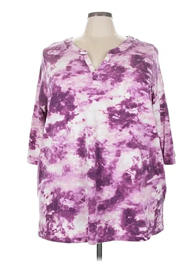Pre-owned Woman Within 3/4 Sleeve T-shirt In Purple