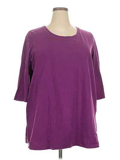 Pre-owned Woman Within 3/4 Sleeve T-shirt In Purple