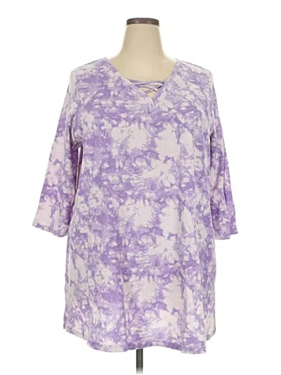 Pre-owned Woman Within 3/4 Sleeve T-shirt In Purple