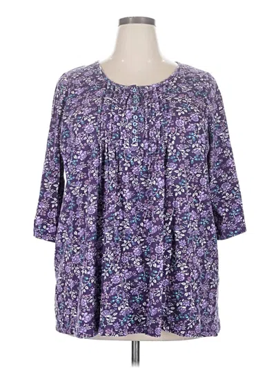 Pre-owned Woman Within 3/4 Sleeve T-shirt In Purple
