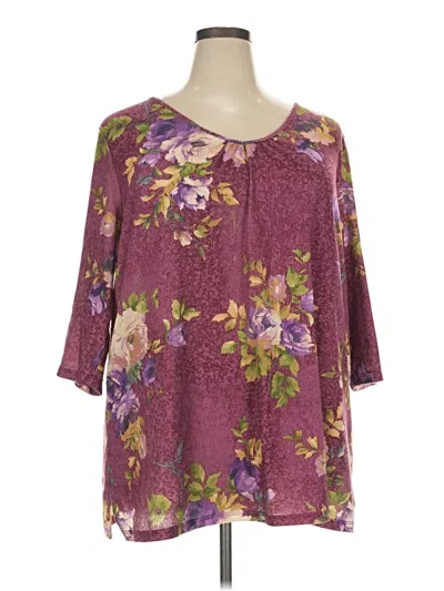 Pre-owned Woman Within 3/4 Sleeve T-shirt In Purple