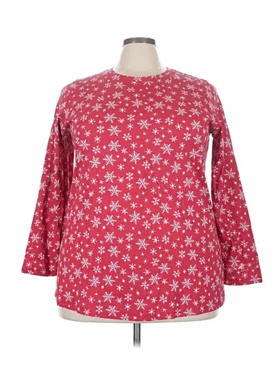 Pre-owned Woman Within 3/4 Sleeve T-shirt In Red