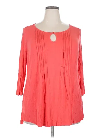 Pre-owned Woman Within 3/4 Sleeve T-shirt In Red
