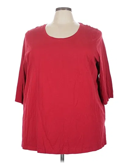 Pre-owned Woman Within 3/4 Sleeve T-shirt In Red