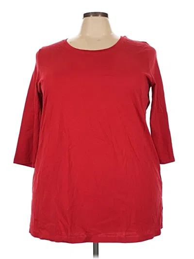 Pre-owned Woman Within 3/4 Sleeve T-shirt In Red