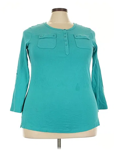 Pre-owned Woman Within 3/4 Sleeve T-shirt In Teal
