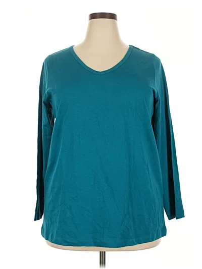 Pre-owned Woman Within 3/4 Sleeve T-shirt In Teal