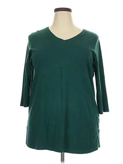 Pre-owned Woman Within 3/4 Sleeve T-shirt In Teal