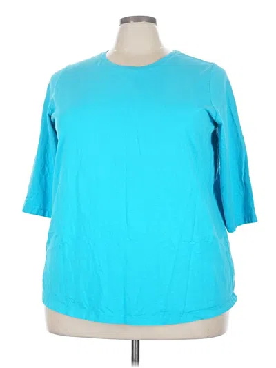 Pre-owned Woman Within 3/4 Sleeve T-shirt In Teal