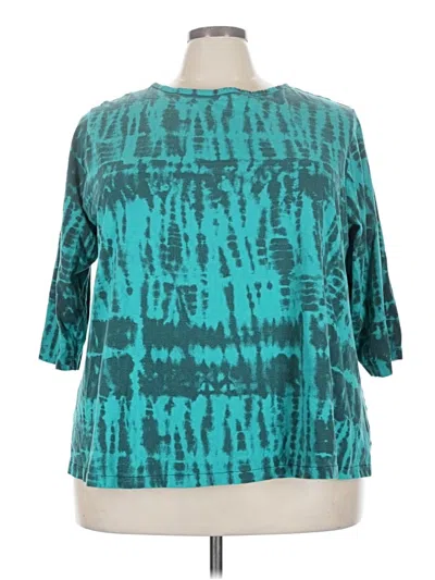 Pre-owned Woman Within 3/4 Sleeve T-shirt In Teal
