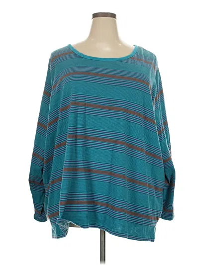 Pre-owned Woman Within 3/4 Sleeve T-shirt In Teal