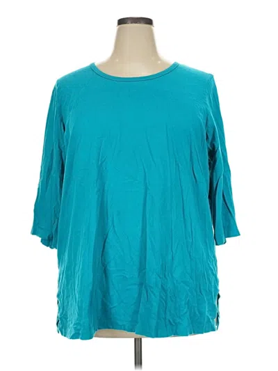Pre-owned Woman Within 3/4 Sleeve T-shirt In Teal