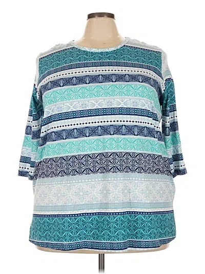 Pre-owned Woman Within 3/4 Sleeve T-shirt In Teal