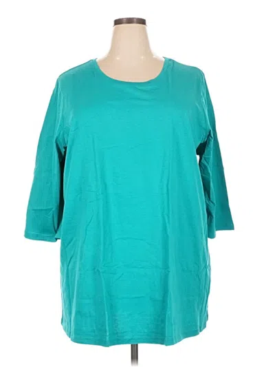 Pre-owned Woman Within 3/4 Sleeve T-shirt In Teal