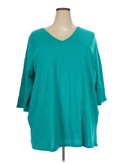 Pre-owned Woman Within 3/4 Sleeve T-shirt In Teal
