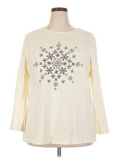 Pre-owned Woman Within 3/4 Sleeve T-shirt In White