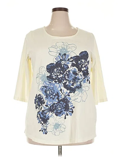 Pre-owned Woman Within 3/4 Sleeve T-shirt In White