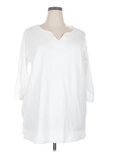Pre-owned Woman Within 3/4 Sleeve T-shirt In White