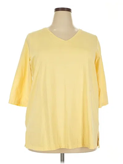 Pre-owned Woman Within 3/4 Sleeve T-shirt In Yellow