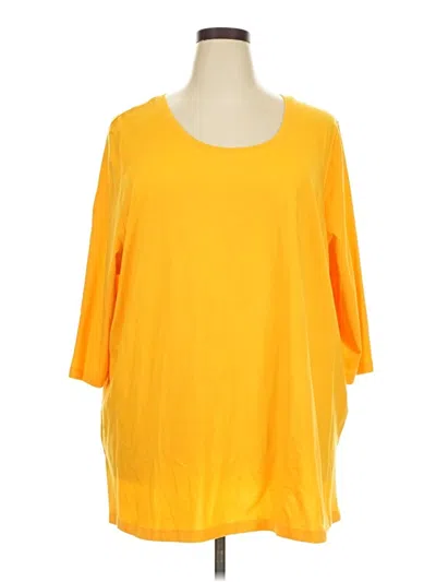 Pre-owned Woman Within 3/4 Sleeve T-shirt In Yellow
