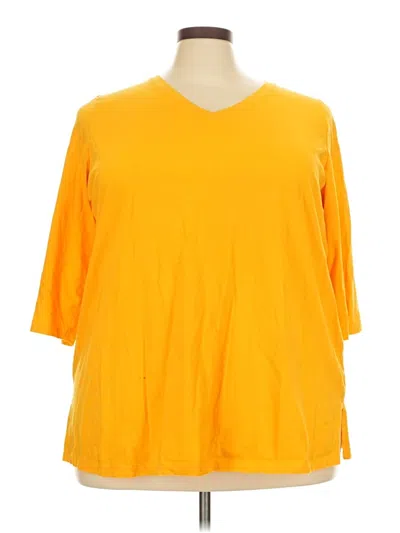 Pre-owned Woman Within 3/4 Sleeve T-shirt In Yellow