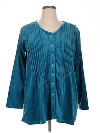 Pre-owned Woman Within Cardigan Sweater In Blue
