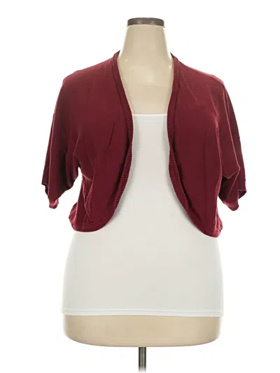 Pre-owned Woman Within Cardigan Sweater In Burgundy