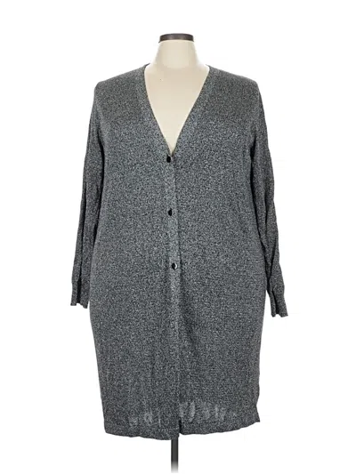 Pre-owned Woman Within Cardigan Sweater In Gray