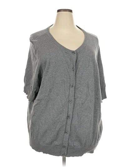 Pre-owned Woman Within Cardigan Sweater In Gray