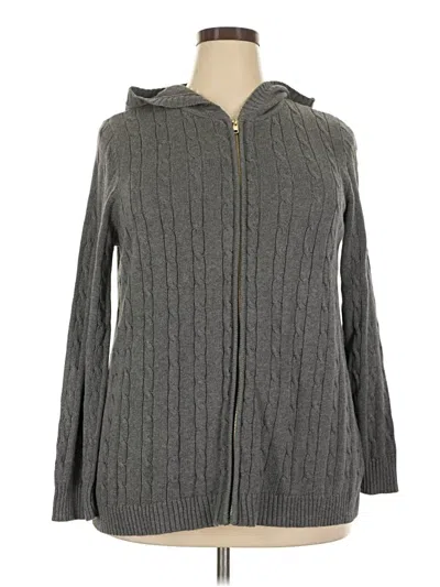 Pre-owned Woman Within Cardigan Sweater In Gray