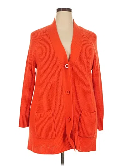 Pre-owned Woman Within Cardigan Sweater In Orange