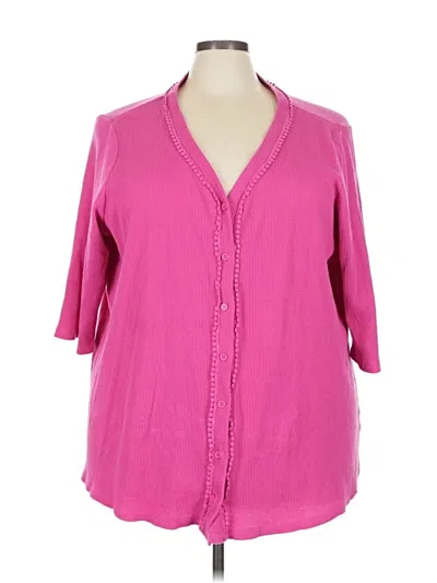 Pre-owned Woman Within Cardigan Sweater In Pink