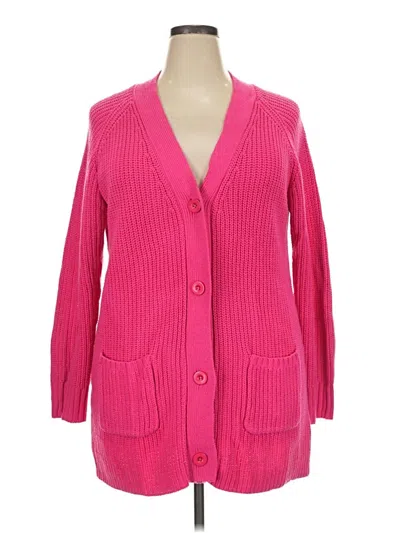 Pre-owned Woman Within Cardigan Sweater In Pink