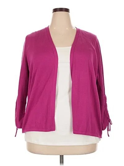 Pre-owned Woman Within Cardigan Sweater In Pink