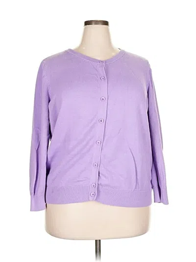 Pre-owned Woman Within Cardigan Sweater In Purple