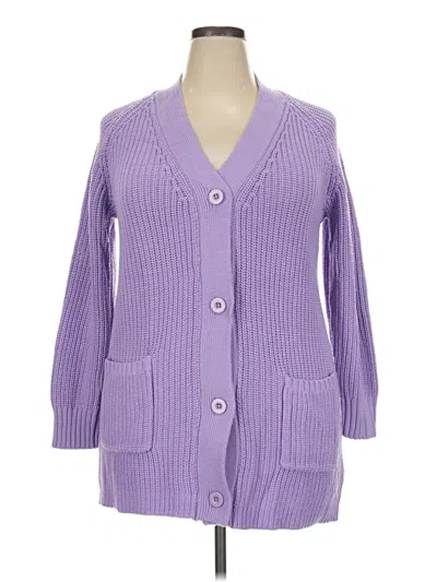 Pre-owned Woman Within Cardigan Sweater In Purple