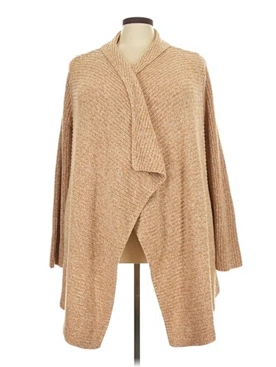 Pre-owned Woman Within Cardigan Sweater In Tan