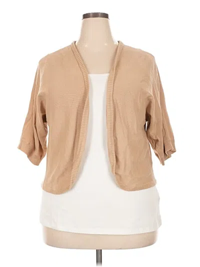 Pre-owned Woman Within Cardigan Sweater In Tan