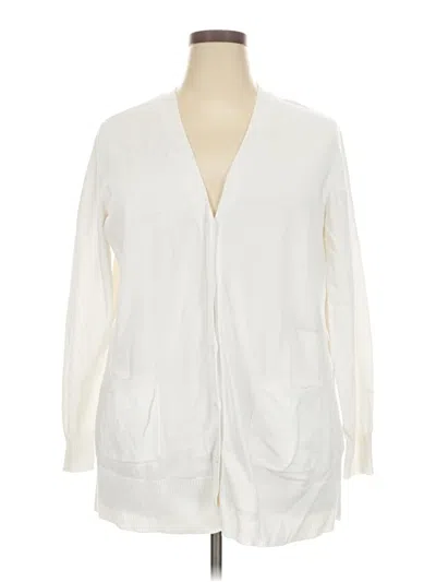 Pre-owned Woman Within Cardigan Sweater In White