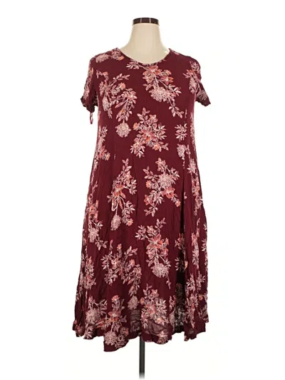 Pre-owned Woman Within Casual Dress In Burgundy