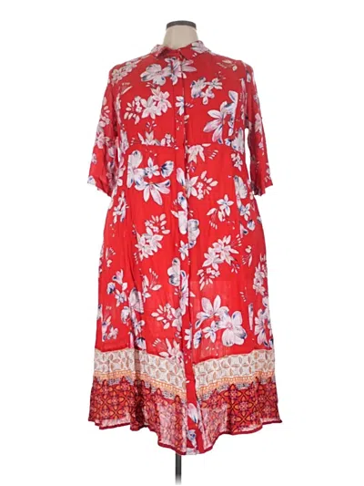 Pre-owned Woman Within Casual Dress In Red