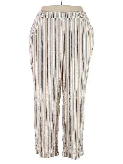 Pre-owned Woman Within Linen Pants In Ivory