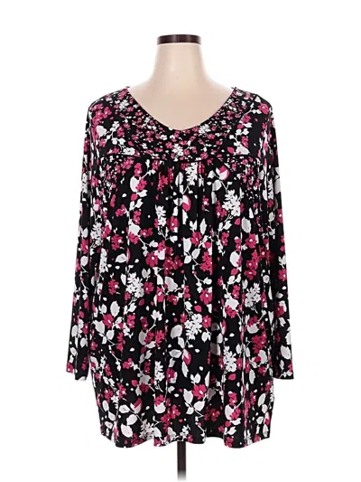 Pre-owned Woman Within Long Sleeve Blouse In Black