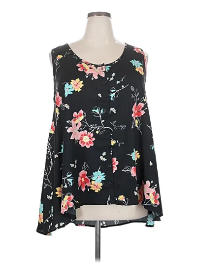 Pre-owned Woman Within Long Sleeve Blouse In Black