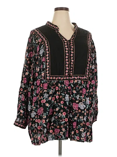 Pre-owned Woman Within Long Sleeve Blouse In Black